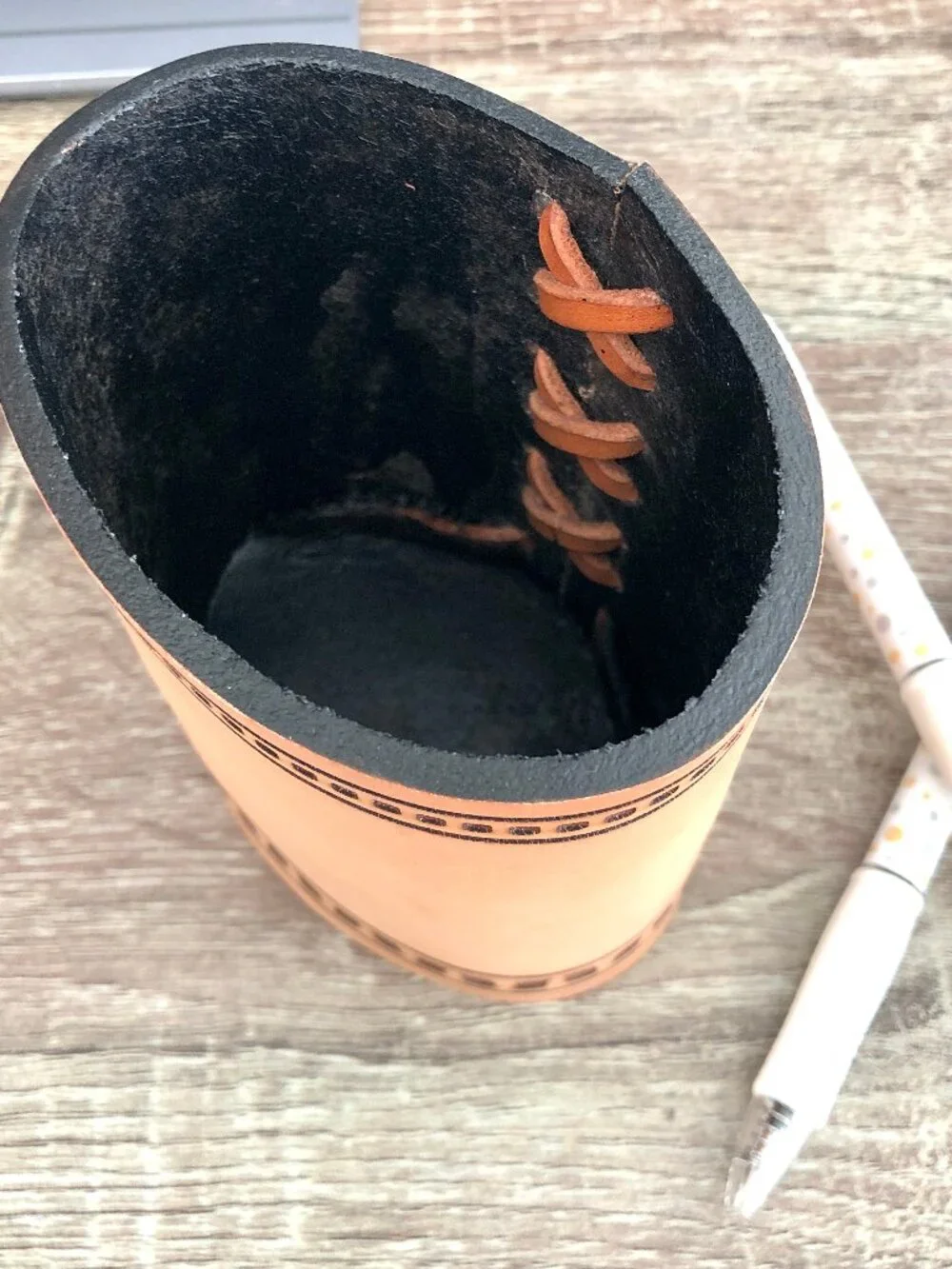 Handmade Genuine Leather Pencil and Pen Holder: Office Decor, Pen Organizer